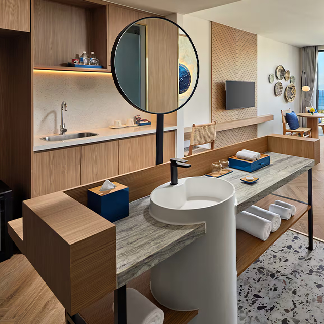 Custom Hotel Bathroom Vanity Resort Suite Furniture