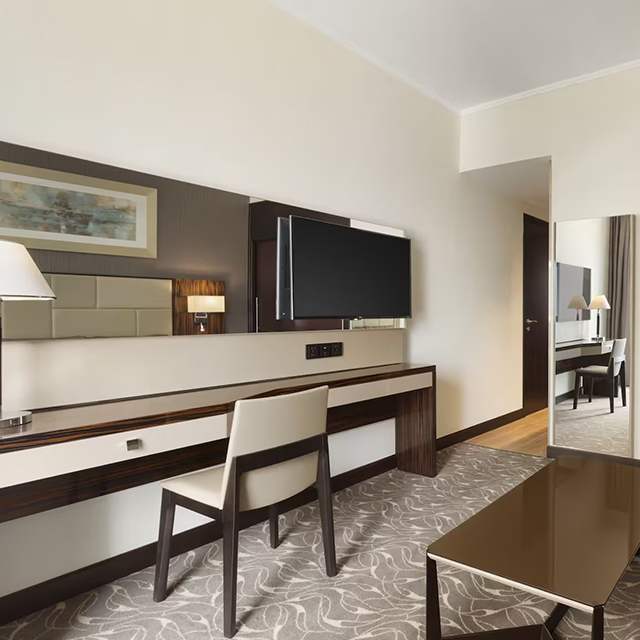 Wooden Hotel Bed and Desk for Commercial Suites