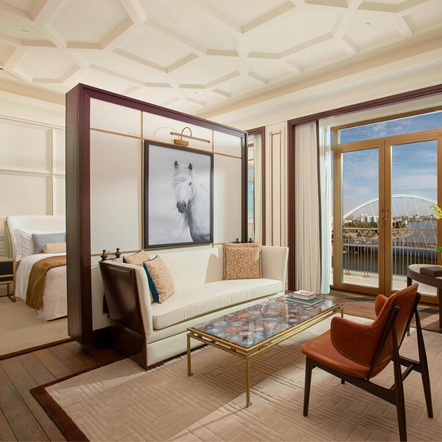 Hotel Lounge Couch Leather Sofa Set for St. Regis Hotel