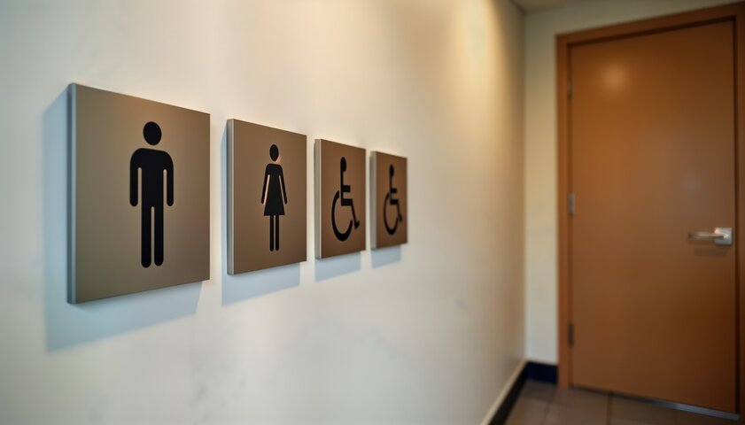 Modern restroom signage