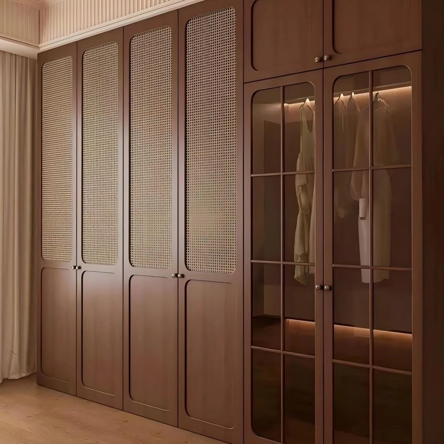 Hotel Suite Bedroom Furniture Open Wall-Mounted Storage Closets Cabinets Wood Wardrobe with Drawers
