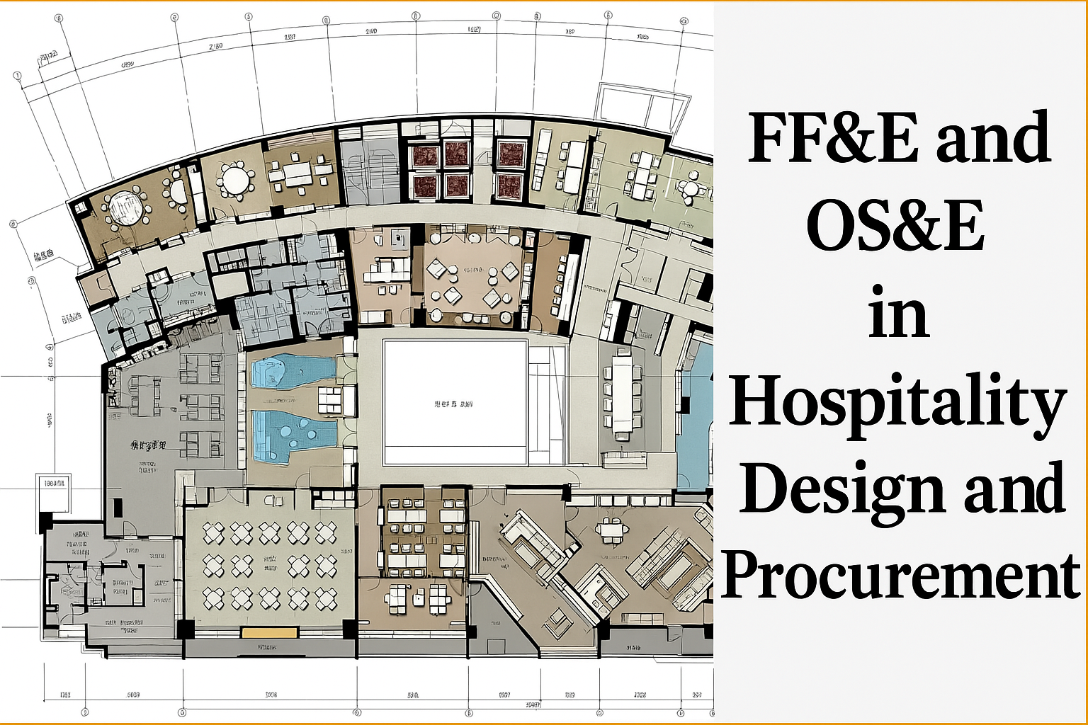 Hotel floor plan showing how FF&E and OS&E support hotel space planning
