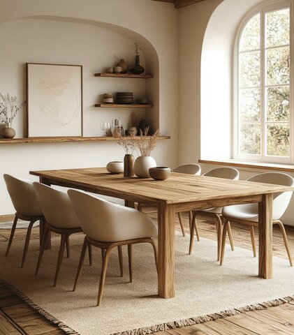 Square Table with rug