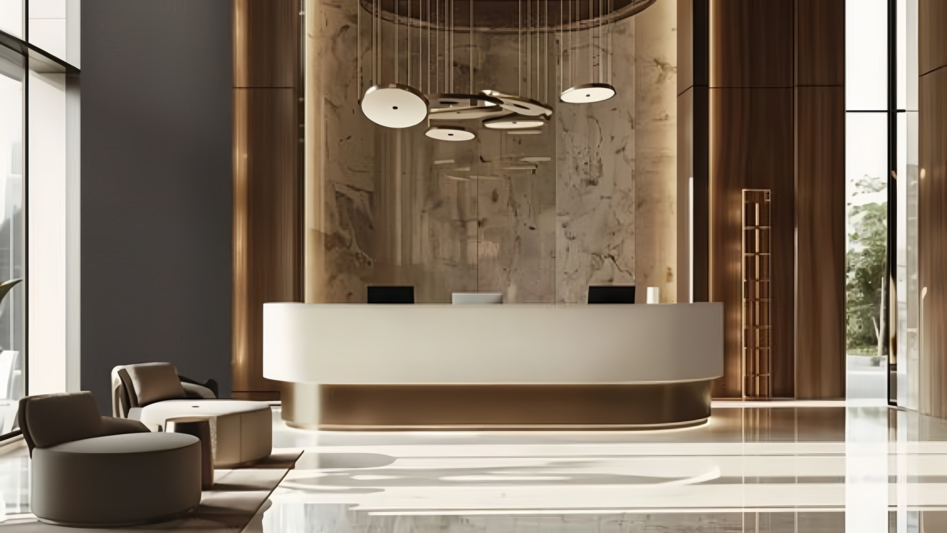 modern reception desk in hotel