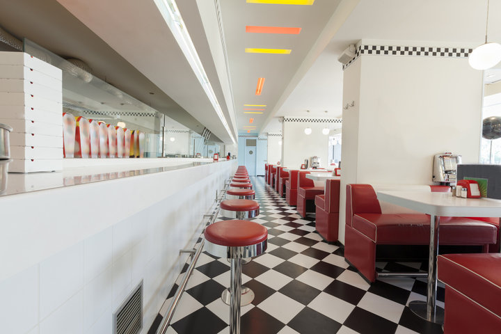 bar stools in diner restaurant