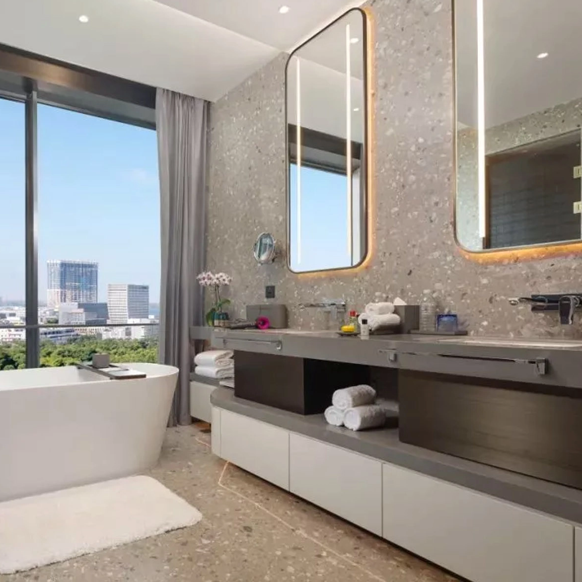 Modern Design 5 Star Hotel Furniture Bathroom Cabinet Wash Basin Sink Vanity Set Bathroom Furniture