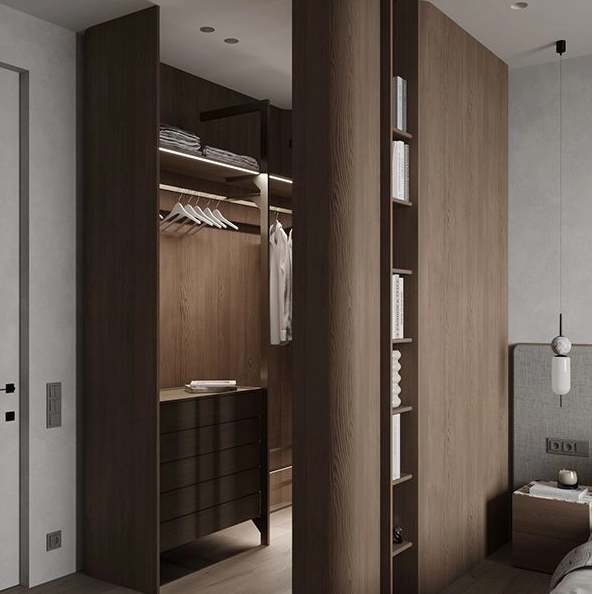 Apartment Hotel Bedroom Furniture Eco-Friendly Wooden Cabinet Storage Wardrobe Closet