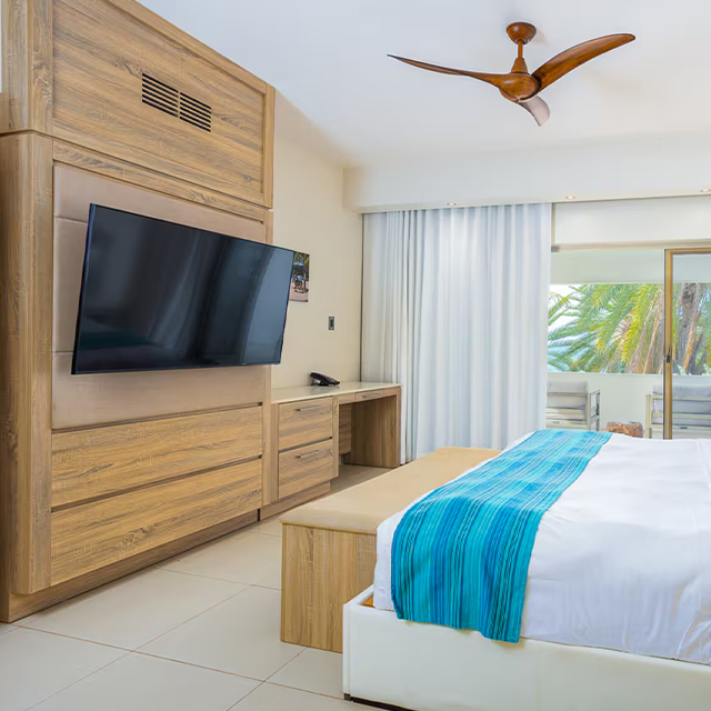 TV Cabinet Modern Wood Grain Design for Hotel Guest Room