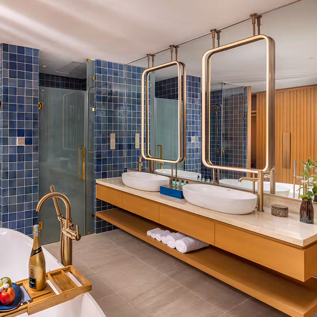 Custom Hotel Bathroom Vanity Resort Suite Furniture