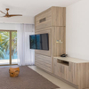 TV Cabinet Modern Wood Grain Design for Hotel Guest Room