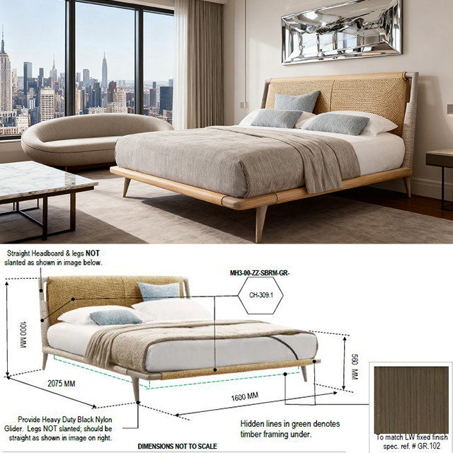 Contract Solution King Size Bed Hotel Wooden Bedroom Furniture
