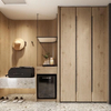 Hotel Suite Bedroom Furniture Open Wall-Mounted Storage Closets Cabinets Wood Wardrobe with Drawers