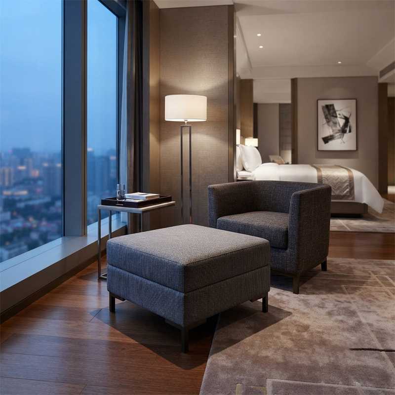 Square Hotel Ottoman for Guest Room Seating