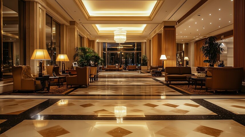 A luxurious hotel lobby
