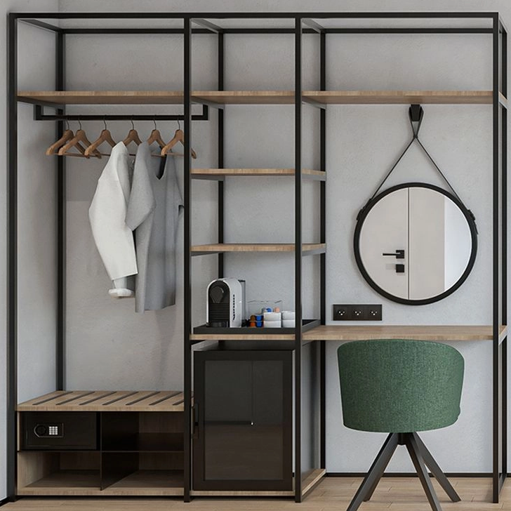 Apartment Hotel Bedroom Furniture Eco-Friendly Wooden Cabinet Storage Wardrobe Closet