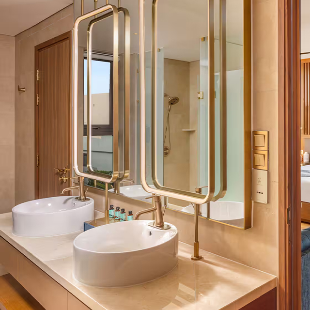 Custom Hotel Bathroom Vanity Resort Suite Furniture