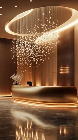 crystal chandelier of luxurious hotel lobby