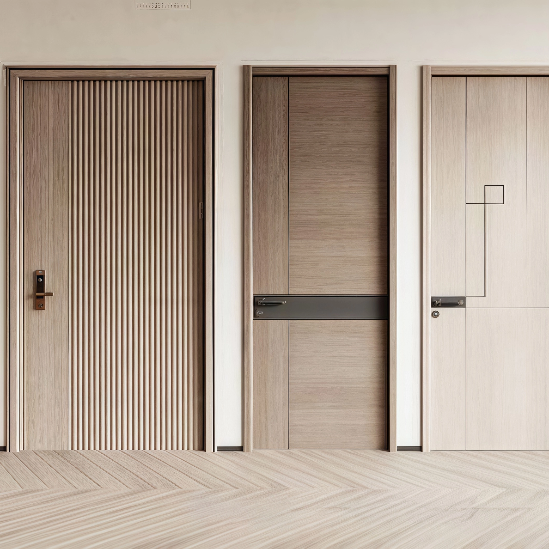 Customized Security Door Interior Soundproof Fireproof Wooden Door for Villa Apartment Hotel Office School
